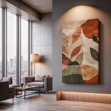 Imagem de Quadros Decorativos Folhas Terracota 40x60 Moderno Luxo Sala Quarto Es