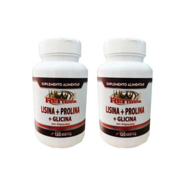 Imagem de 2 Lisina + Prolina + Glicina Aminoácidos 120 Cápsulas 500mg - Rei Terr