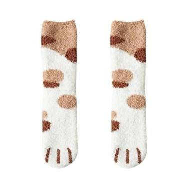 Imagem de Meias Pantufas Femininas De Inverno Quentes E Fofas De Microfibra Para