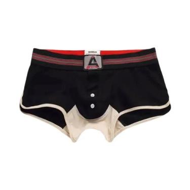 Imagem de Cuecas Boxer Masculinas Slim Fit De Algodão Com Abertura Frontal Em U 
