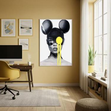 Imagem de Quadro Decor Lágrima Neon Amarela 70X50Cm Mold Preta - Quadros On-Line