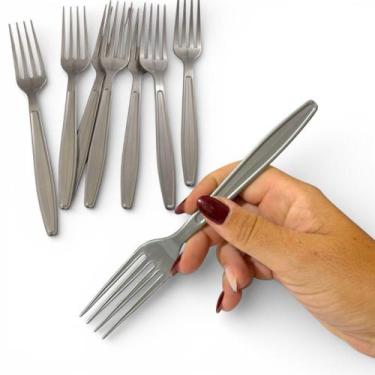 Imagem de Kit 300 Garfos Descartáveis Rígido Prata Luxo 17Cm Festa - Aidan