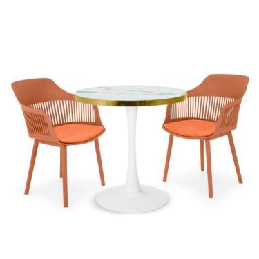 Imagem de Conjunto Mesa de Jantar Redonda Majestic 70cm Branca com 2 Cadeiras Es