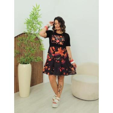 Imagem de Vestido Curto Inspirado em Estampas Tropicais - Flor De Maria, Preto f