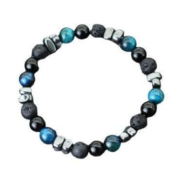 Imagem de Pulseira Masculina Artesanal De Pedra Hematita Natural, Joia De Cura Q
