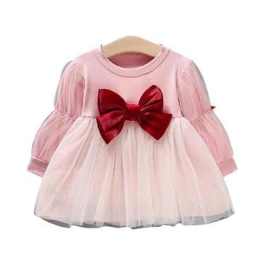 Imagem de Vestido De Malha Com Laço De Manga Longa Para Meninas, Moda De Primave