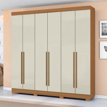 Imagem de Guarda Roupa Roupeiro 230 6 Portas 2 Gavetas Cinamomo Areia Aramóveis