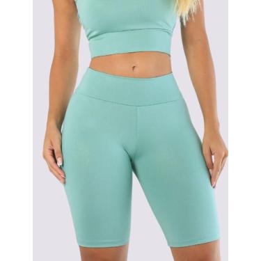 Imagem de Bermuda Suplex Fitness Feminina Academia Treino Malhar Cintura Alta Ci