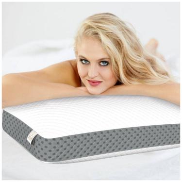 Imagem de Travesseiro de Espuma de Memória para Alívio da Dor no Pescoço, Tamanho King com Capa Removível, Royal Therapy, Branco