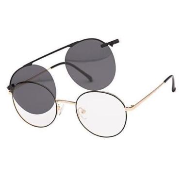 Imagem de Armação Óculos Clipon 2 Em 1 Grau Masculino Redondo Déli, Redondo, Gra