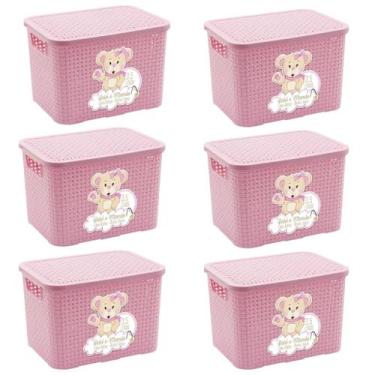 Imagem de Kit 6un Caixa Organizadora Infantil 3,5L Rosa - Bebê & Mamãe - Monte L