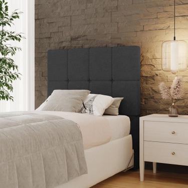 Imagem de Cabeceira Solteiro 102cm Bouclé Estofada Design Moderno para Quarto Linea Cinza