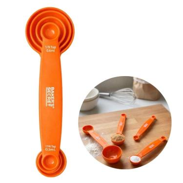Imagem de Conjunto 4 Colheres Medidoras Ponta Dupla 2 em 1 Cozinha