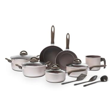 Imagem de Jogo de Panelas Brinox 10 Peças Ceramic Life Nevada Champanhe