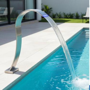 Imagem de Cascata Inox 304 Para Piscina Slim 70cm Alta Vazão - Novo Espaço