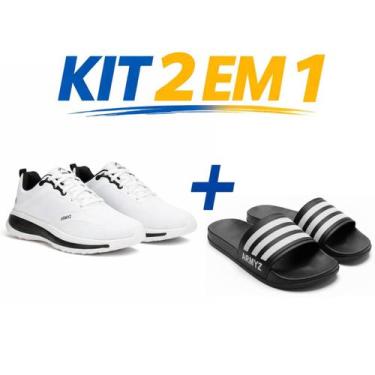 Imagem de Kit tenis casual masculino e feminino super leve confortavel treino fi