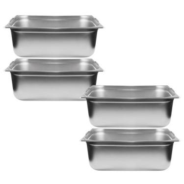 Imagem de Kit Quatro Cubas Gastronomica Padrão Gn 1/1 200mm Inox Com Alça e Tamp