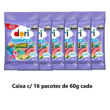Imagem de Caixa Regaliz Gelatina Minhoca Azedinha 16x60gr (16262) - Dori
