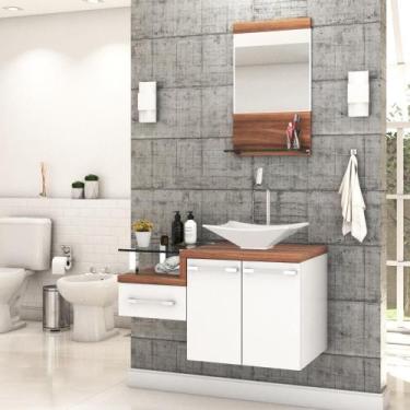 Imagem de Conjunto Balcão C-cuba L38 E Espelheira Legno 831 Branco Chess C-carva