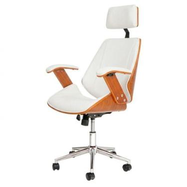 Imagem de Cadeira De Escritório Presidente Lisboa Cor Branca Com Estofado Em mat