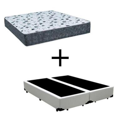 Imagem de Cama Box King 193 Tecido Branco Com Colchão Alegro Bello Box D28 Cinza