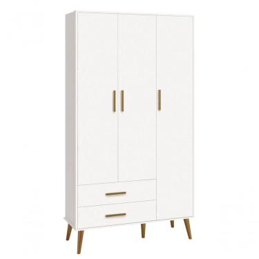 Imagem de Guarda-roupa Retrô 3 Portas Isis Branco Fosco - Moveisaqui