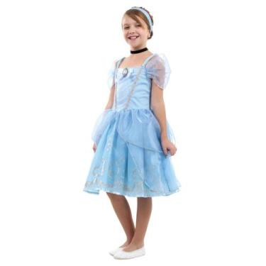 Imagem de Fantasia Princesa Cinderela Infantil Com Tiara Disney, Unica, P