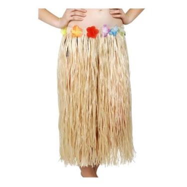 Imagem de Saia Havaiana Cor Palha Baile Havai Lual Festa Carnaval 80cm - 7LOBOS