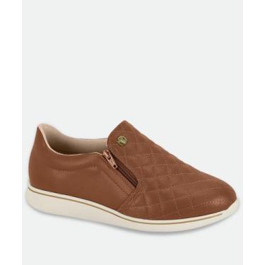 Imagem de Tênis Casual Feminino Matelassê Zíper Modare Marrom, Marrom, 37
