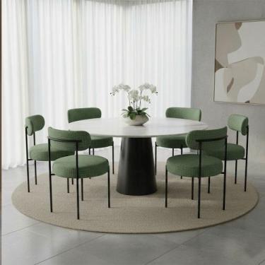 Imagem de Cadeira Sala de Jantar Margara Kit 6 em Aço Preto Napoli Impermeável D