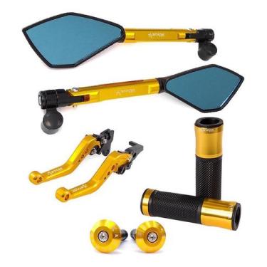 Imagem de Kit Manete Peso Manopla Retrovisor Tenere Factor Fazer Xtz - Stark Rac