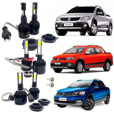 Imagem de Lâmpadas Super Led 8000k Saveiro Cross Baixo Alto Milha H7 H1 e H4 - C