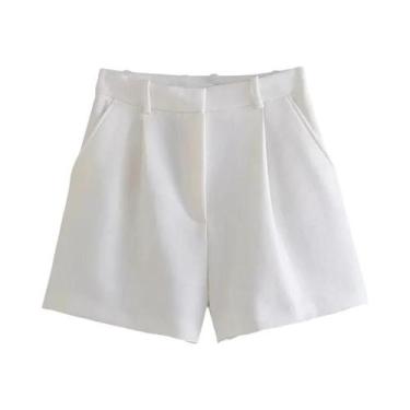 Imagem de Shorts Plissados Baggy de Cintura Alta - Preto, Rosa e Branco - Moda C