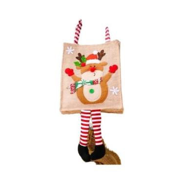 Imagem de Sacola De Presente De Natal Com Desenhos De Papai Noel, Boneco De Neve