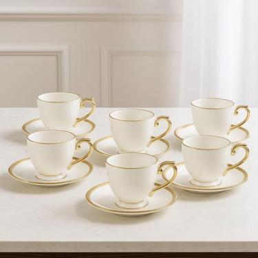 Imagem de Conjunto Jogo 6 Xícaras de Café Com Pires Porcelana Branco Paddy 90ml 