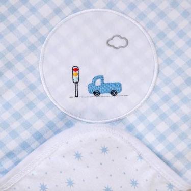 Imagem de Manta Bebê Flanelada Forrada Azul Carros Papi 1,0m x 75cm