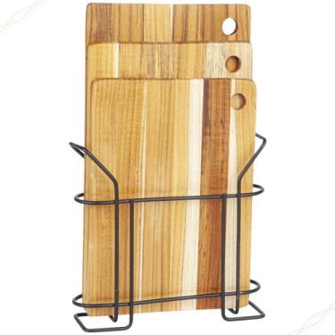 Imagem de Kit 3 Tabuas de Madeira Teca para Carne Churrasco com Suporte de Metal