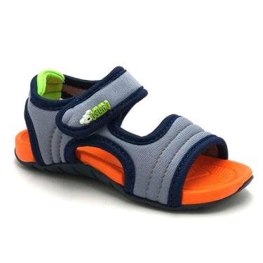 Imagem de Sandália Bebê Papete Masculina Klin 224012, Azul oceano laranja lima, 