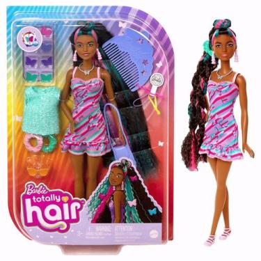 Imagem de Boneca Barbie Morena Totally Hair Cabelo Colorido Mattel