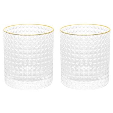 Imagem de Kit 2 Copos Whisky Vidro Grosso Borda Dourada Spike 320ml - wolff