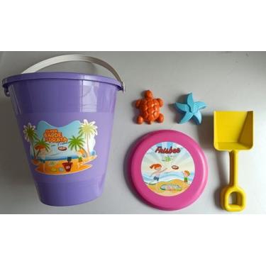 Imagem de Balde Infantil Para Praia 4 pçs + Frisbee - 1010-RD - DS LOJA