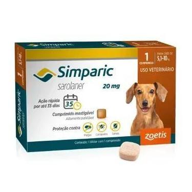 Imagem de Simparic 20mg Antipulgas e Carrapatos Cães de 5,1 a 10kg com 1 Comprim