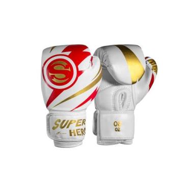 Imagem de Luva De Boxe Kickboxing Muay Thai Infantil Olimpo SuperHero, Branco co
