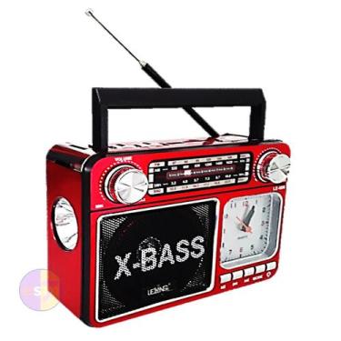 Imagem de Rádio Retrô Vintagê com Relógio Recarregável USB com entrada p/ Pen Dr