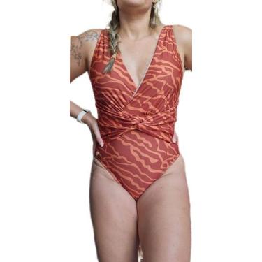 Imagem de Maio body decotado estampado da sol e agua, Laranja com laranja claro,