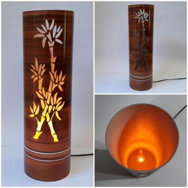 Imagem de Luminária Média Bambú 50cm de Mesa/Chão PVC - Ecoestiluz, Bivolt