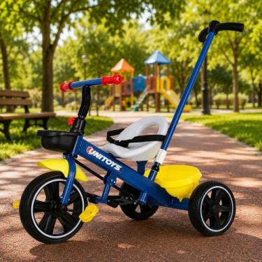 Imagem de Triciclo Infantil Passeio Pedal Cadeirinha Empurrador Haste Direcional