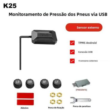 Imagem de Monitor De Pressão De Pneus Sem Fio Com Tela Grande E Navegação Androi