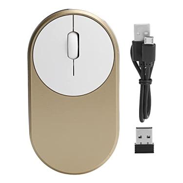 Imagem de Mouse óptico, design de rolo de 4 vias 2.4 Ghz sem fio Bluetooth carregável Mouse USB Mouse para escritório para casa(ouro)