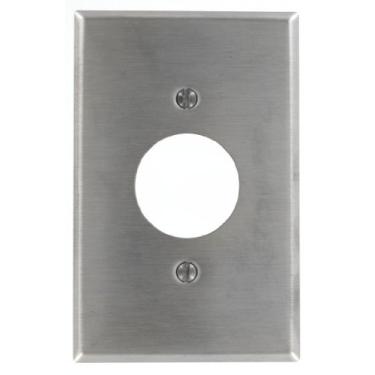 Imagem de Leviton SSJ7-40 1 entrada, 1 receptáculo de 3,5 cm de diâmetro de aço inoxidável, placa de parede de tamanho intermediário, aço inoxidável